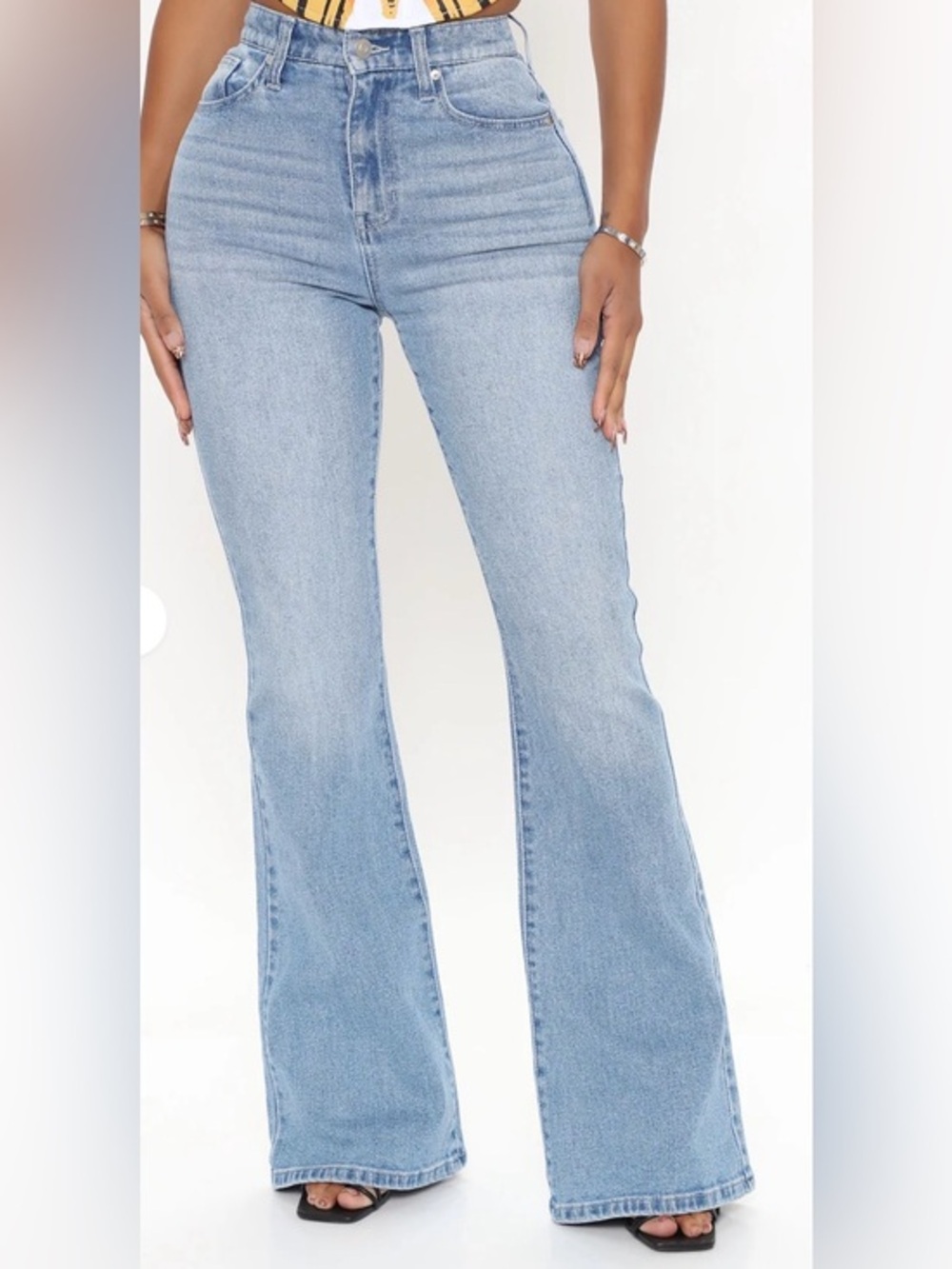NWT FASHION NOVA 14 Natasha High Rise Flare Jeans in light wash, low stretch